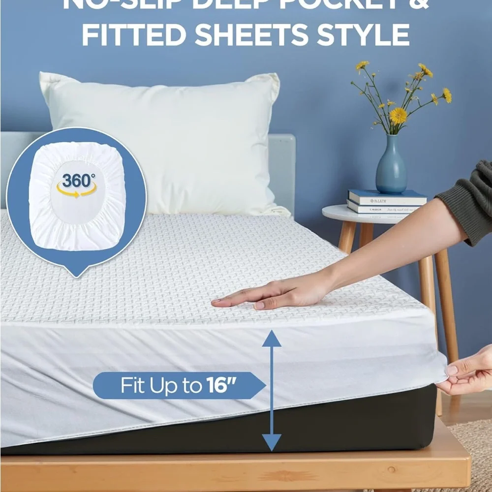 100% Waterproof King Mattress Protector, Hypoallergenic Viscose